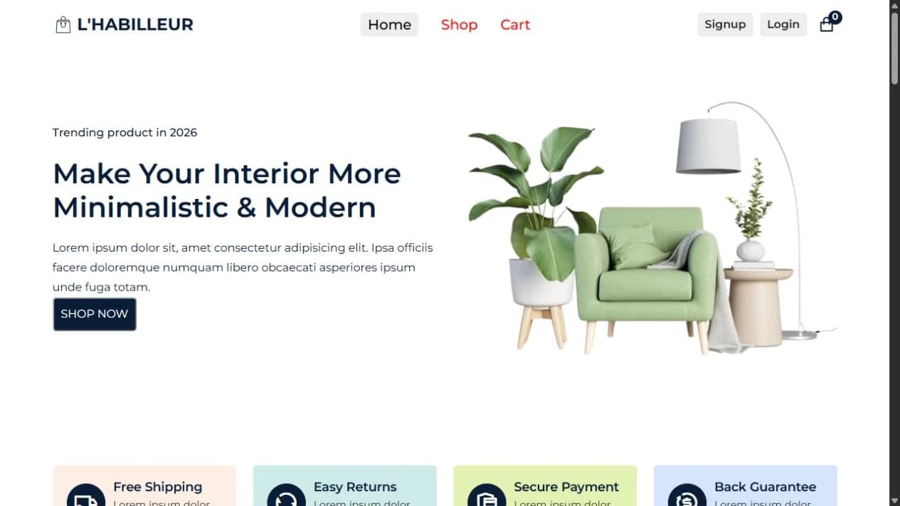 l_habilleur Store home page screenshot